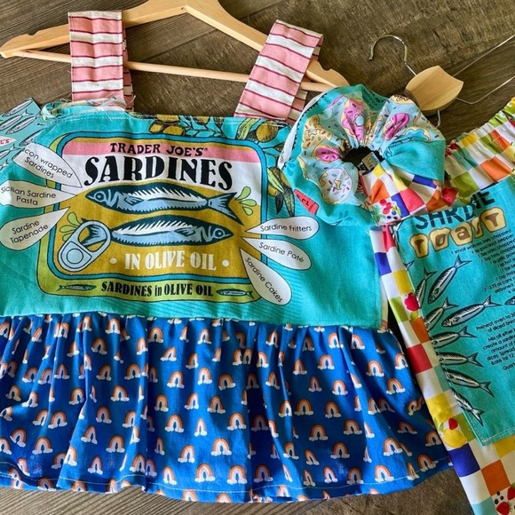 Handmade Top&Shorts Set | Trader Joe’s SKU 06226 Sardine Fish/Big Pockets - Picture 6 of 8